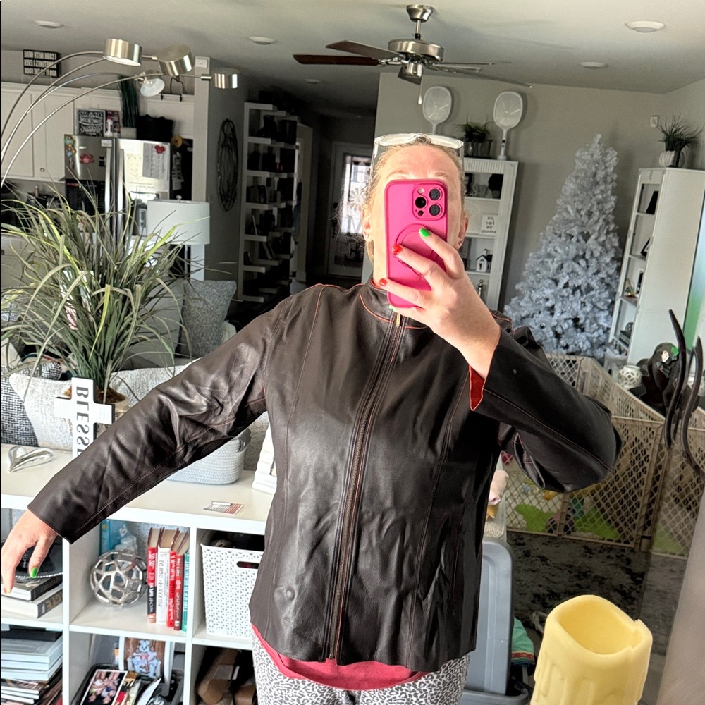 Reversible Black Jacket With Orange Lining - image 7